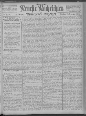 Neueste Nachrichten und Münchener Anzeiger (Münchner neueste Nachrichten) Dienstag 15. Dezember 1885