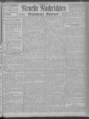 Neueste Nachrichten und Münchener Anzeiger (Münchner neueste Nachrichten) Mittwoch 16. Dezember 1885