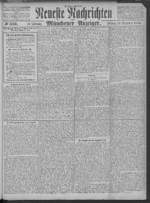 Neueste Nachrichten und Münchener Anzeiger (Münchner neueste Nachrichten) Freitag 18. Dezember 1885