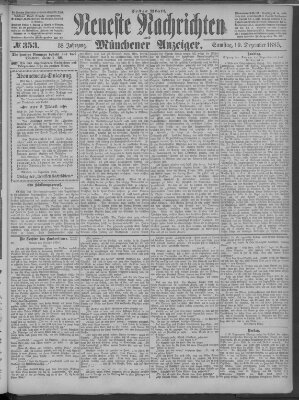 Neueste Nachrichten und Münchener Anzeiger (Münchner neueste Nachrichten) Samstag 19. Dezember 1885