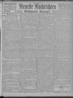 Neueste Nachrichten und Münchener Anzeiger (Münchner neueste Nachrichten) Sonntag 20. Dezember 1885