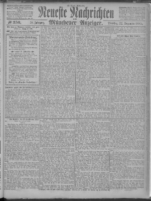 Neueste Nachrichten und Münchener Anzeiger (Münchner neueste Nachrichten) Dienstag 22. Dezember 1885