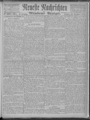 Neueste Nachrichten und Münchener Anzeiger (Münchner neueste Nachrichten) Samstag 26. Dezember 1885