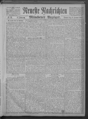 Neueste Nachrichten und Münchener Anzeiger (Münchner neueste Nachrichten) Donnerstag 3. Januar 1884