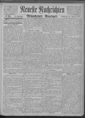 Neueste Nachrichten und Münchener Anzeiger (Münchner neueste Nachrichten) Mittwoch 23. Januar 1884