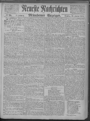 Neueste Nachrichten und Münchener Anzeiger (Münchner neueste Nachrichten) Samstag 26. Januar 1884