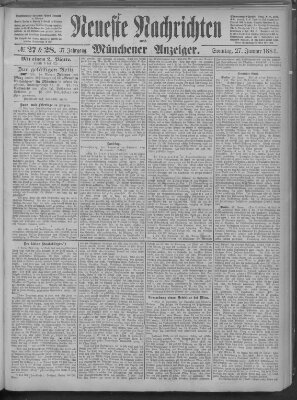 Neueste Nachrichten und Münchener Anzeiger (Münchner neueste Nachrichten) Sonntag 27. Januar 1884