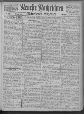 Neueste Nachrichten und Münchener Anzeiger (Münchner neueste Nachrichten) Dienstag 5. Februar 1884