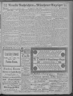 Neueste Nachrichten und Münchener Anzeiger (Münchner neueste Nachrichten) Sonntag 2. März 1884