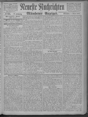 Neueste Nachrichten und Münchener Anzeiger (Münchner neueste Nachrichten) Mittwoch 5. März 1884