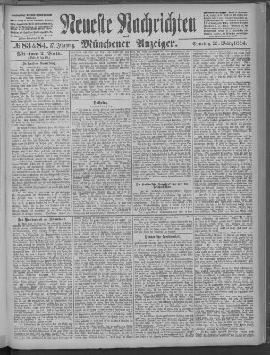 Neueste Nachrichten und Münchener Anzeiger (Münchner neueste Nachrichten) Sonntag 23. März 1884