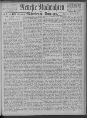 Neueste Nachrichten und Münchener Anzeiger (Münchner neueste Nachrichten) Sonntag 20. April 1884