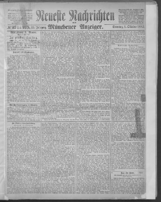 Neueste Nachrichten und Münchener Anzeiger (Münchner neueste Nachrichten) Sonntag 1. Oktober 1882