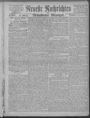 Neueste Nachrichten und Münchener Anzeiger (Münchner neueste Nachrichten) Mittwoch 4. Oktober 1882