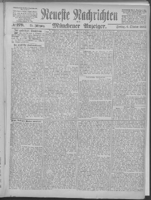 Neueste Nachrichten und Münchener Anzeiger (Münchner neueste Nachrichten) Freitag 6. Oktober 1882