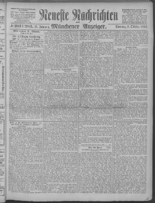 Neueste Nachrichten und Münchener Anzeiger (Münchner neueste Nachrichten) Sonntag 8. Oktober 1882