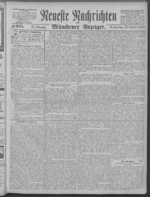 Neueste Nachrichten und Münchener Anzeiger (Münchner neueste Nachrichten) Donnerstag 12. Oktober 1882