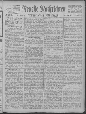 Neueste Nachrichten und Münchener Anzeiger (Münchner neueste Nachrichten) Freitag 13. Oktober 1882