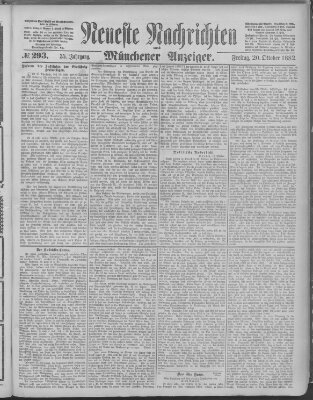 Neueste Nachrichten und Münchener Anzeiger (Münchner neueste Nachrichten) Freitag 20. Oktober 1882