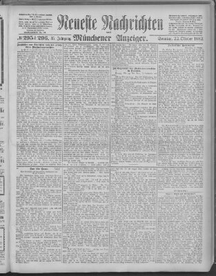 Neueste Nachrichten und Münchener Anzeiger (Münchner neueste Nachrichten) Sonntag 22. Oktober 1882