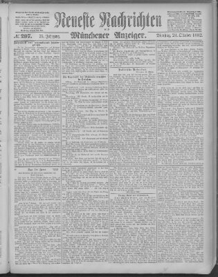 Neueste Nachrichten und Münchener Anzeiger (Münchner neueste Nachrichten) Dienstag 24. Oktober 1882