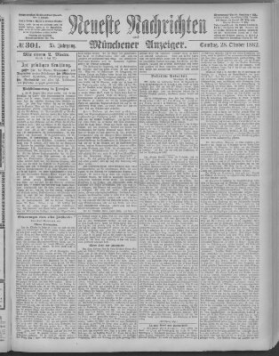 Neueste Nachrichten und Münchener Anzeiger (Münchner neueste Nachrichten) Samstag 28. Oktober 1882