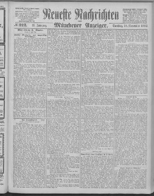 Neueste Nachrichten und Münchener Anzeiger (Münchner neueste Nachrichten) Samstag 18. November 1882