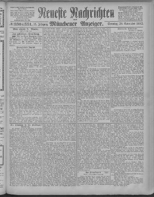 Neueste Nachrichten und Münchener Anzeiger (Münchner neueste Nachrichten) Sonntag 26. November 1882