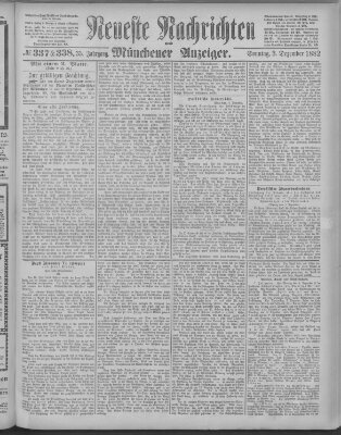 Neueste Nachrichten und Münchener Anzeiger (Münchner neueste Nachrichten) Sonntag 3. Dezember 1882