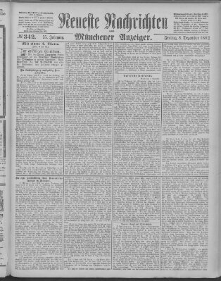 Neueste Nachrichten und Münchener Anzeiger (Münchner neueste Nachrichten) Freitag 8. Dezember 1882