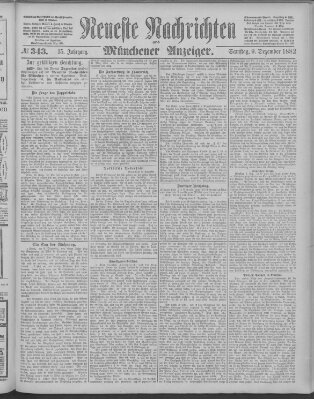 Neueste Nachrichten und Münchener Anzeiger (Münchner neueste Nachrichten) Samstag 9. Dezember 1882