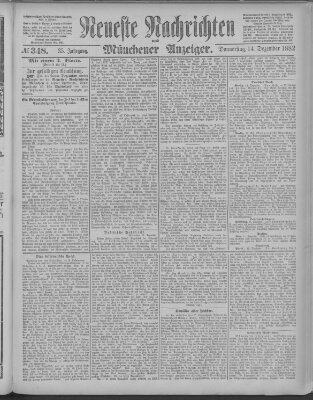 Neueste Nachrichten und Münchener Anzeiger (Münchner neueste Nachrichten) Donnerstag 14. Dezember 1882