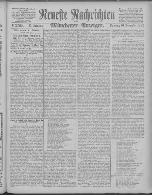 Neueste Nachrichten und Münchener Anzeiger (Münchner neueste Nachrichten) Samstag 16. Dezember 1882