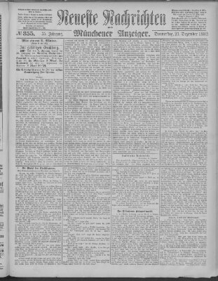 Neueste Nachrichten und Münchener Anzeiger (Münchner neueste Nachrichten) Donnerstag 21. Dezember 1882