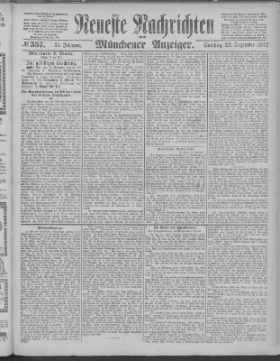 Neueste Nachrichten und Münchener Anzeiger (Münchner neueste Nachrichten) Samstag 23. Dezember 1882