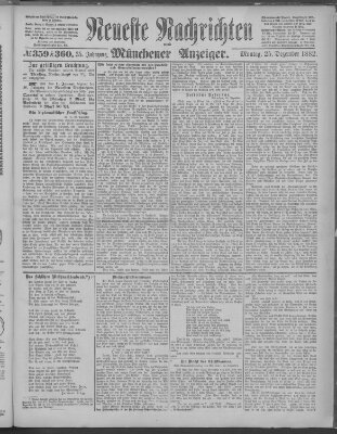 Neueste Nachrichten und Münchener Anzeiger (Münchner neueste Nachrichten) Montag 25. Dezember 1882