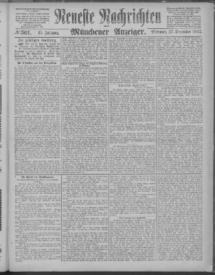 Neueste Nachrichten und Münchener Anzeiger (Münchner neueste Nachrichten) Mittwoch 27. Dezember 1882