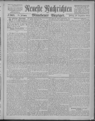 Neueste Nachrichten und Münchener Anzeiger (Münchner neueste Nachrichten) Freitag 29. Dezember 1882