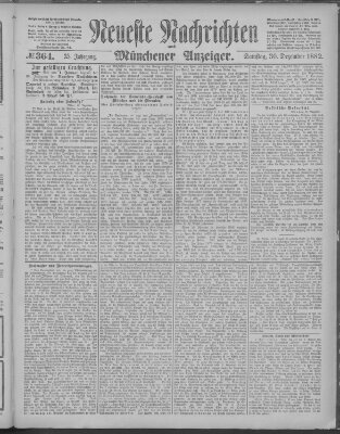 Neueste Nachrichten und Münchener Anzeiger (Münchner neueste Nachrichten) Samstag 30. Dezember 1882