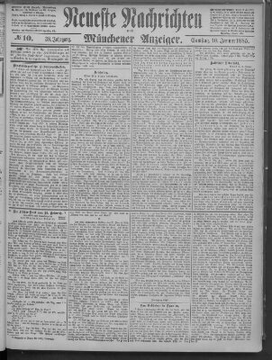 Neueste Nachrichten und Münchener Anzeiger (Münchner neueste Nachrichten) Samstag 10. Januar 1885