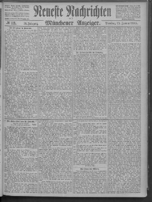 Neueste Nachrichten und Münchener Anzeiger (Münchner neueste Nachrichten) Dienstag 13. Januar 1885