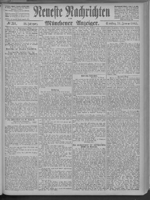 Neueste Nachrichten und Münchener Anzeiger (Münchner neueste Nachrichten) Samstag 31. Januar 1885