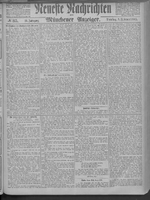 Neueste Nachrichten und Münchener Anzeiger (Münchner neueste Nachrichten) Dienstag 3. Februar 1885