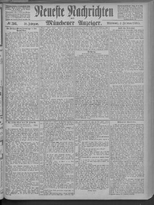 Neueste Nachrichten und Münchener Anzeiger (Münchner neueste Nachrichten) Mittwoch 4. Februar 1885