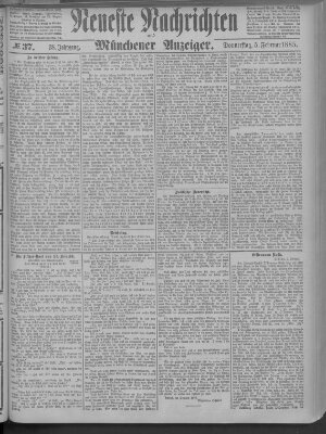 Neueste Nachrichten und Münchener Anzeiger (Münchner neueste Nachrichten) Donnerstag 5. Februar 1885