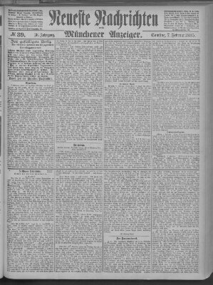 Neueste Nachrichten und Münchener Anzeiger (Münchner neueste Nachrichten) Samstag 7. Februar 1885