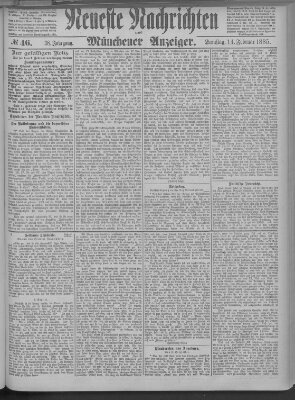 Neueste Nachrichten und Münchener Anzeiger (Münchner neueste Nachrichten) Samstag 14. Februar 1885