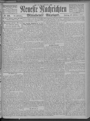 Neueste Nachrichten und Münchener Anzeiger (Münchner neueste Nachrichten) Freitag 27. Februar 1885