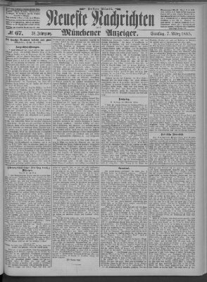 Neueste Nachrichten und Münchener Anzeiger (Münchner neueste Nachrichten) Samstag 7. März 1885