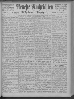 Neueste Nachrichten und Münchener Anzeiger (Münchner neueste Nachrichten) Montag 11. Mai 1885